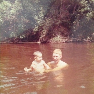 Me and Dad in the creek circa 1968